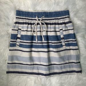 LOFT blue striped linen cotton skirt